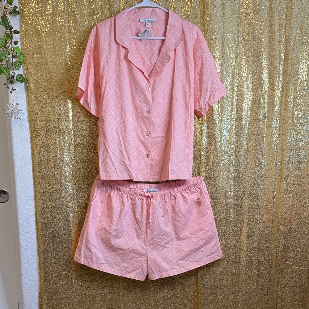 Flora Nikrooz Light Pink Button-Up Pajama Set 100% cotton